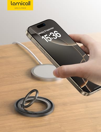 Lamicall [4.4lbs Ultra Magnet] Magnetic Phone Ring Grip for MagSafe - color: Midnight Black