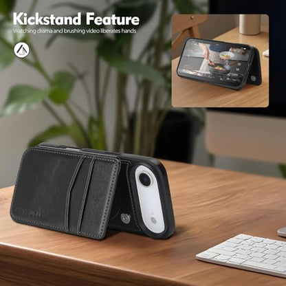 SkyEagle Compatible with MagSafe iPhone 17 Air Case Wallet,Black | Magnetic Clasp,RFID Blocking,PU Leather,Flip Folio Shockproof Phone Cover,with Credit Card Slots & Kickstand for Men & Women - color: Black, size: iPhone 17 Air - 6.5"
