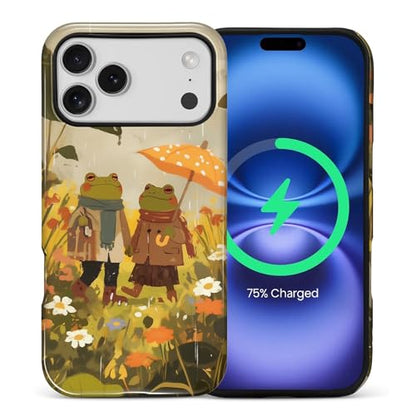 Magnetic for iPhone 17 Pro Max Case,[Compatible with Magsafe] Dual Layer Protective Heavy Duty Shockproof Rugged Drop Protection Bumper Hybrid Case - Rain Frog and Toad - color: Rain Frog and Toad, size: iPhone 17 Pro Max