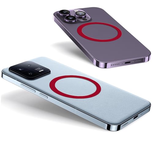 TENOC Universal Metal Ring Sticker, 3Pcs, Red | Compatible with iPhone/Samsung/Android Cellphones, Magnetic Phone Charger/Mount/Holder Conversion - color: Red