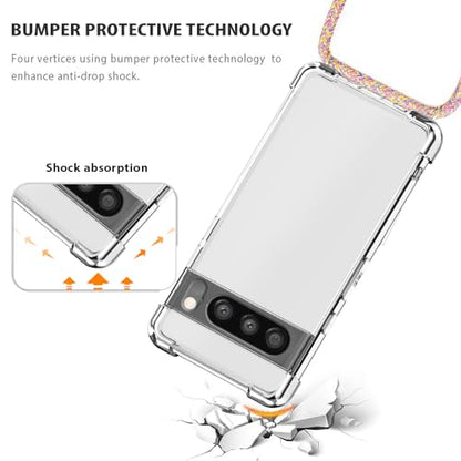 for Google Pixel 8 Pro Phone Case Clear Adjustable Shoulder Neck Lanyard Crossbody Cover Women Girls Soft TPU Slim Shockproof Protective Hanging Strap Mobile Case for Pixel 8 Pro - Rainbow - size: Google Pixel 8 Pro