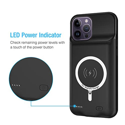 Battery Case for iPhone 13 Pro Max, Enhanced 12000mAh Portable Protective Wireless Charging Case Support Carplay Compatible with iPhone 13 Pro Max (6.7 inch) Rechargeable Battery Charger Case (Black) - size: iPhone 13 Pro Max (6.7 inch)