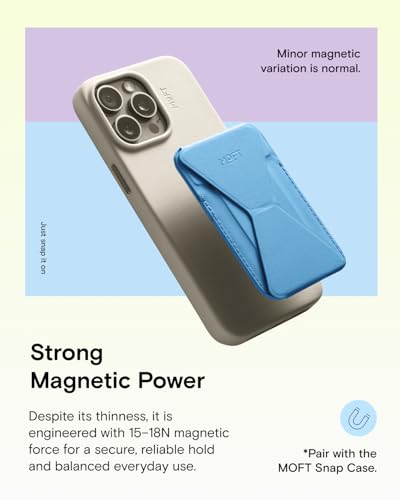 MOFT Magnetic Wallet Stand Compatible with iPhone 18/17/16/15/14/13 Series, Angle Adjustment Magsafe Compatible MOVAS Phone Stand - color: Faded Jeans, size: Standard