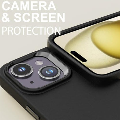 TENOC Phone Case Compatible with iPhone 15 Plus, Black Case Anti-Fingerprint Protective Bumper Matte Cover for 6.7 Inch - color: Black, size: iPhone 15 Plus