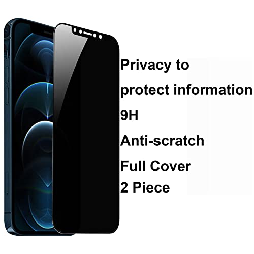 2 Pack 360 Degree Privacy Tempered Glass Suit for iPhone 12 Pro Max Anti-Spy 4 Directions Screen Protector Film 4 Sides Anti-Peeping 9H Hardness Anti-scratch 6.7 inch - size: For iPhone 12 Pro Max