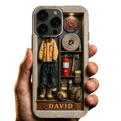 Courage Fire Honor Rescue, Personalized Clear Phone Case, Gift for Him Custom Cell Cover Protective Shell Shockproof Crystal Cover Firefighter Hero Accessory Smartphone Guard Present