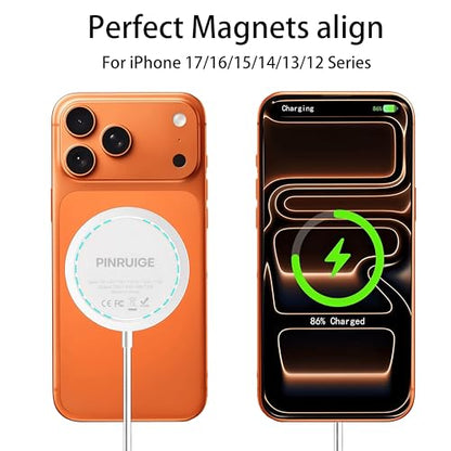 Magnetic Wireless Charger for iPhone 15W Wireless Charger Fast Mag Safe Wireless Charging Stand Pad Compatible for iPhone 17/17 Pro/17 Pro Max/16/15/14/13/Pro with Wall Charger for AC Adapter, White - color: White with Adapter
