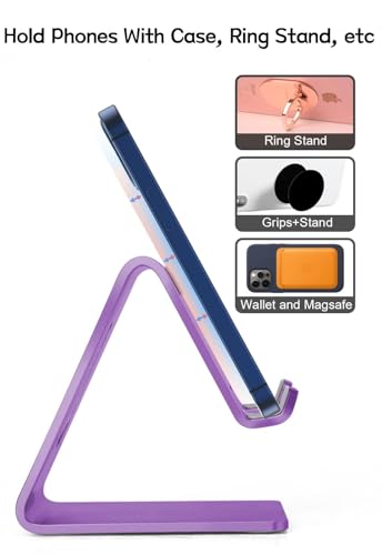 Aoviho Cell Phone Stand for Desk, Aluminum Phone Holder,Purple - color: Purple