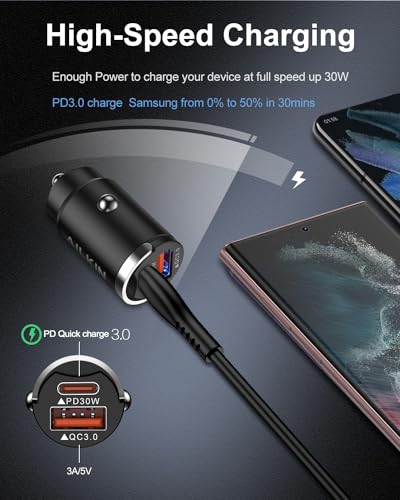 AILKIN iPhone 16 15Pro Max Car Charger USB C for Automobile Cigarette Lighter Adapter USB-C, 30w Super Fast USBC Car Charger with Pd C to C Cable Charging for Apple & Android Samsung Galaxy A15 5G S24