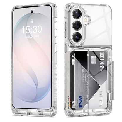 ACANDYA for Samsung Galaxy S26 Case Wallet Clear Protective Case with Credit Card Holder Heavy Duty Protection Shockproof Anti-Scratch Anti-Yellow Cover for Samsung Galaxy S26 6.3 inch Transparent - size: for Galaxy S26
