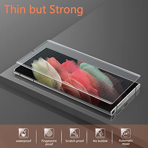 [2 Packs] Samsung Galaxy S21 Ultra TPU Screen Protector, with Positioning Tool Fingerprint Support Flexible Self-Healing TPU Film 3D Curved Easy Installation Full Coverage Bubble Free - size: Galaxy S21 Ultra