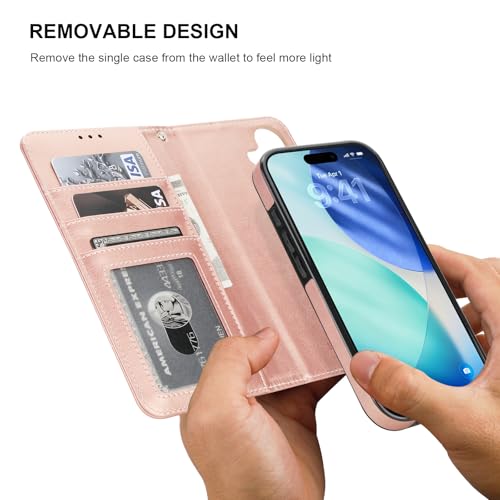 Bocasal for MagSafe Wallet Case Card Holder for iPhone 17, Rose Gold - color: Rose Gold for MagSafe