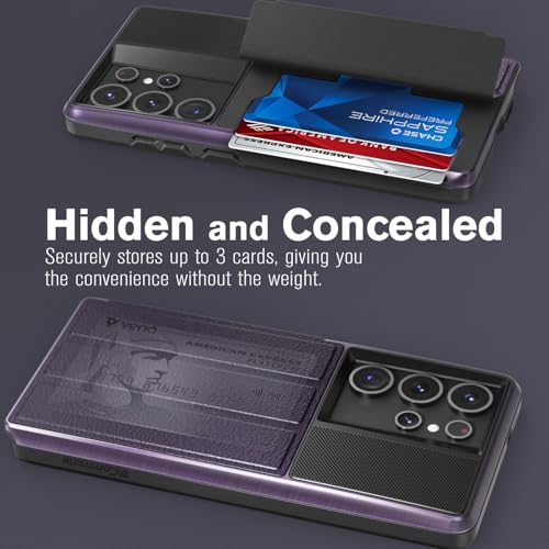 VENA vCommute for Samsung Galaxy S25 Ultra Wallet Case, Purple | Military-Grade Drop Protection, Premium Leather Magnetic Flap Cover, Hidden Card Holder, RFID Blocking, Multi-Angle Kickstand - color: Purple, size: S25 Ultra