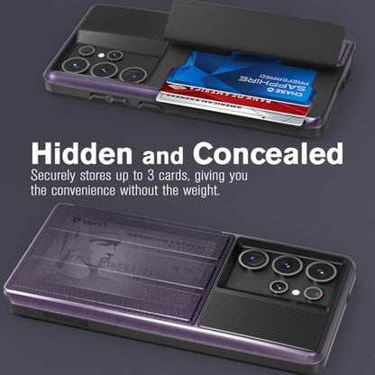 VENA vCommute for Samsung Galaxy S25 Ultra Wallet Case, Purple | Military-Grade Drop Protection, Premium Leather Magnetic Flap Cover, Hidden Card Holder, RFID Blocking, Multi-Angle Kickstand - color: Purple, size: S25 Ultra