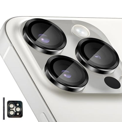 Camera Lens Protector for iPhone 15 Pro/15 Pro Max, Black - color: Black