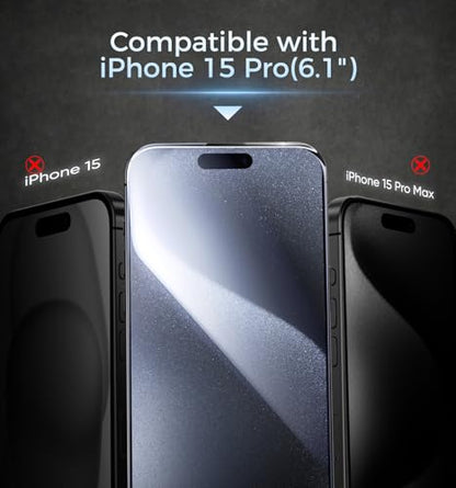 MAGIC JOHN Privacy 3rd Gen Upgraded for iPhone 15 Pro Screen Protector - size: iPhone 15 Pro-6.1''