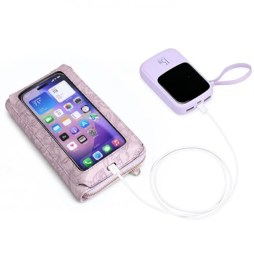 GOIACII Phone Purse Crossbody Bags for Women Small Travel Wallet Touch Screen RFID Blocking - color: A11 Purple Pattern