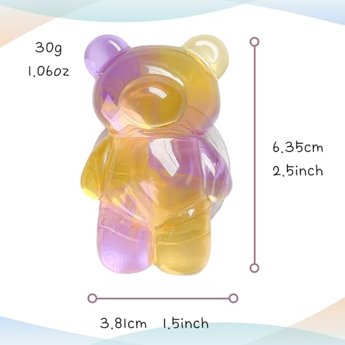 3D Gummy Bear Phone Grip – Cute Dual-Color Expandable & Collapsible Smartphone Grip for Secure One-Handed Use, Cell Phone Accessory (Yellow Purple) - color: Yellow Purple