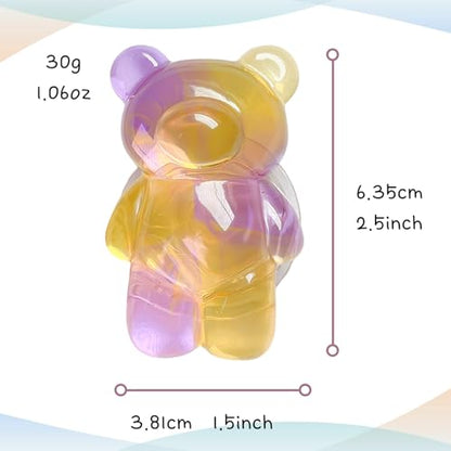 3D Gummy Bear Phone Grip – Cute Dual-Color Expandable & Collapsible Smartphone Grip for Secure One-Handed Use, Cell Phone Accessory (Yellow Purple) - color: Yellow Purple