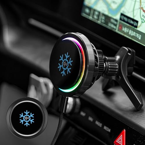 Qi2 15W Magnetic Vent Mount Car Charger, Powerful Peltier Cooling - color: Black