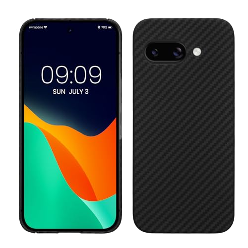 kalibri Aramid Fiber Case Compatible with Google Pixel 9a - Case Super Slim Strong Protective Phone Cover - Black Matte - size: Pixel 9a