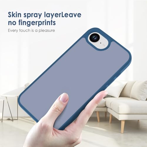 TENOC Phone Case Compatible with iPhone SE (2nd 2020 and 3rd 2022 Generation) & iPhone 7 & iPhone 8, Dark Blue Case Translucent Protective Bumper Matte Hard Back Cover for 4.7 Inch - color: Dark Blue, size: iPhone 7/8/SE