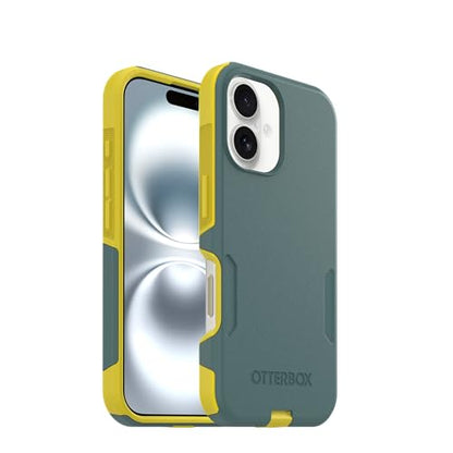 OtterBox iPhone 16 (Only) - Commuter Series MagSafe Case - Ocean Sunrise (Green & Yellow) - Built-in Magnets - Slim & Tough - Pocket-Friendly - with Port Protection - color: Green & Yellow, style: iPhone 16