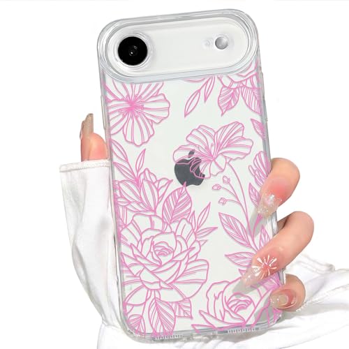 NITITOP for iPhone 17 Air Case Cute Clear Floral Flower - Pink | For girls women, Girly, Aesthetic, Soft TPU, Full camera lens, Protective, Shockproof phone cover - color: Pink, size: iPhone 17 Air