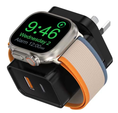 [3 in 1] USB C Charger Block for Apple Watch Charger Magnetic Fast Charging - color: Black