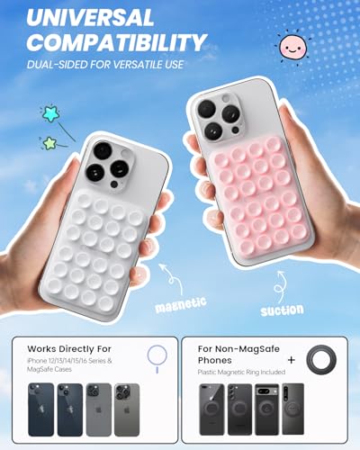 2Pack Magnetic Suction Phone Mount for MagSafe, Light Pink & Classic White - color: Light Pink & Classic White