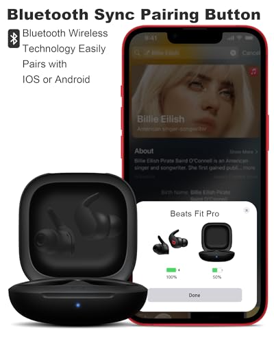Charging Case Replacement for Fit Pro – Wireless Charger Case with Bluetooth Pairing Button, 700mAh Battery, Earbuds Not Included - color: Beats Fit Pro Black