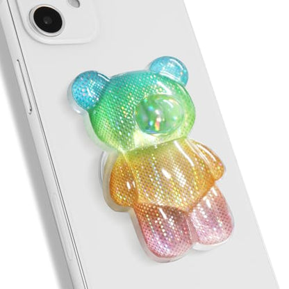 On The Grip 3D Gummy Bear Style Expandable Collapsible Mobile Phone Grip Stand Holder for Smartphone Tablet Cell Phone Accessory (Rainbow)