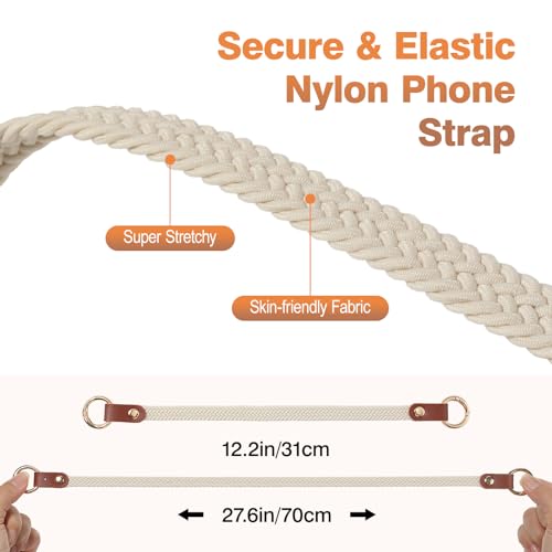 MoKo 2 Pack Stretchy Phone Lanyard Tether Retractable Phone Strap - color: Beige