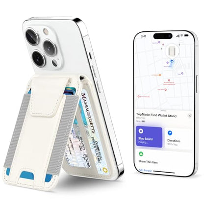 for MagSafe Wallet Works with Apple Find My, Strongest Magnetic Wallet - color: Milky White