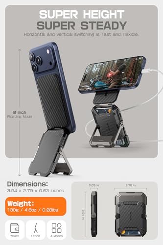 SUPCASE for MagSafe Wallet with Adjustable Stand, Hold 5 Cards, Carbon | RFID Blocking, Strong Magnetic Lock, Magnetic Wallet for Men, Phone Card Holder Tripod for iPhone 17/16/15/14/13/12 Series - color: Carbon