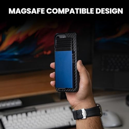 CODE 118 Wallet for Men - Slim Minimalist Aluminum Magnetic Card Holder - RFID Blocking Front Pocket Mag Safe Wallet with Strong Magnet Attachment (Pacific Blue) - color: Pacific Blue