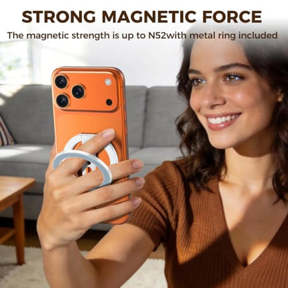 Magnetic Phone Ring Grip for MagSafe Dual-Sided Magnet Cell Phone Grip Stand Finger Ring Holder Compatible with iPhone 17/16/15/14/13 Pro Max Plus, for Mag Car Mounts (Silver) - color: Silver