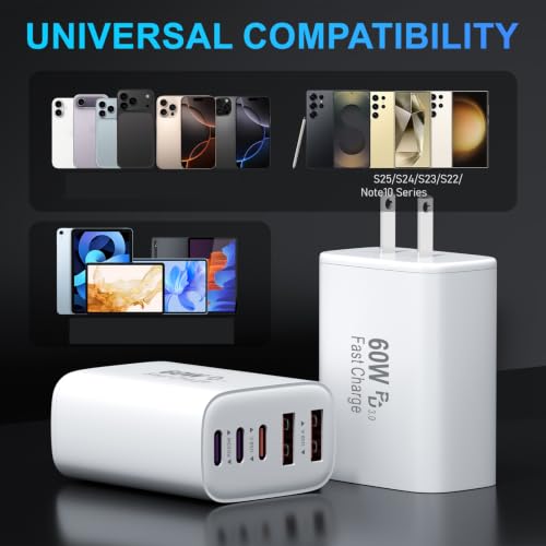 USB C Fast Wall Charger Block, 60W 5-Port USBC Wall Charger