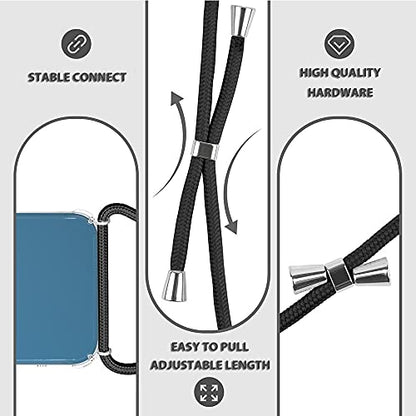 for iPhone 13 Lanyard Strap Case Adjustable Cord Neck Shoulder Crossbody Clear Mobile Phone Cover Durable Soft Slim Fit Cover Women Shockproof Phone Case for iPhone 13 - Black - size: for iPhone 13