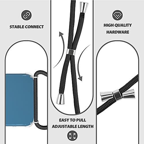 for iPhone 13 Lanyard Strap Case Adjustable Cord Neck Shoulder Crossbody Clear Mobile Phone Cover Durable Soft Slim Fit Cover Women Shockproof Phone Case for iPhone 13 - Black - size: for iPhone 13