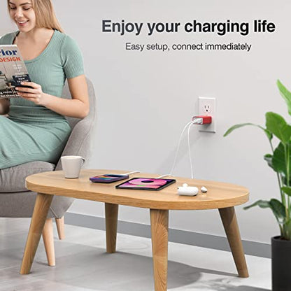 [2 Pack] 20W USB C Charger Block Fast Charging Dual Ports Adapter - color: Red