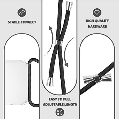 Crossbody Case for iPhone 14,Phone Case for iPhone 14 [ with Adjustable Lanyard Strap ] Clear Soft Slim TPU Anti-Yellowing Anti-Scratch Shockproof Protective Cover for iPhone 14 - Black - size: for iPhone 14