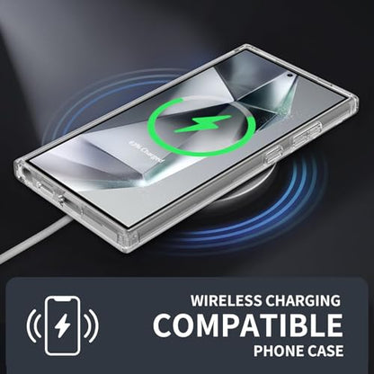 for Samsung Galaxy S24 Ultra Case Magnetic, [Compatible with Magsafe] 6.8 Inches Slim Fit Heavy Duty Protection Wireless Charging TPU and PC Shockproof Anti-Slip Protective Phone Cover, Clear - color: Clear Magnetic