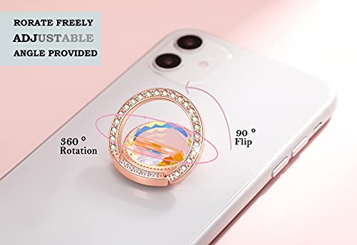 Glitter Bling Bling Phone Ring Holder,Sparkle Phone Ring Grip Artificial Stand with Flat Diamond,Flat Rhinestone Cell Finger Ring for Phones,Pad(Rose Gold) - color: Rose Gold