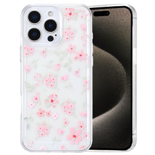 QLTYPRI for iPhone 13 Pro Case Cute Pink Floral Flower, Clear | Cute Flower Pattern Aesthetic Phone Case,Raised Camera Protection,Slim Soft TPU Shockproof Protective Cover for Girls Women - color: Clear, size: iPhone 13 Pro