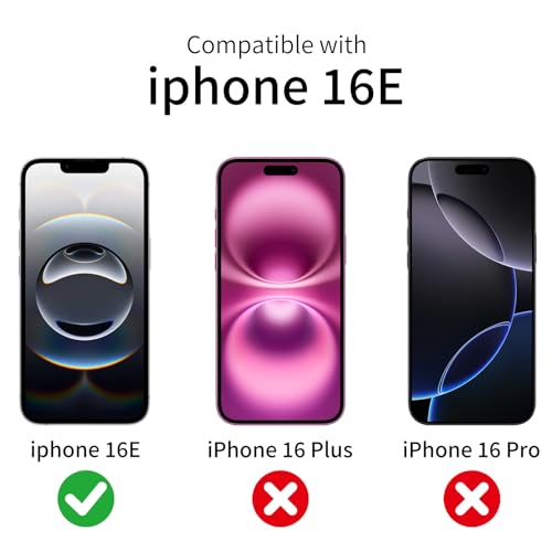 3 Pack Tempered Glass Screen Protector for iPhone 16E + 3 Pack Camera Lens Protector, 9H Hardness, HD Clear, Scratch Resistant, Case Friendly, Easy Install - size: iPhone 16E