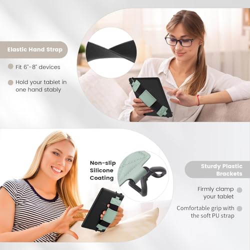 MoKo Soft Hand Strap for 6-8" Kindle eReaders Fire Tablet, Mint Green - color: A-mint Green, style: Soft Pu Strap