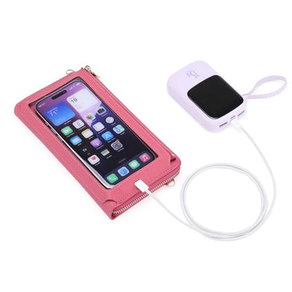 GOIACII Phone Purse Crossbody Bags for Women Small Travel Wallet Touch Screen RFID Blocking - color: A09 Fuchsia