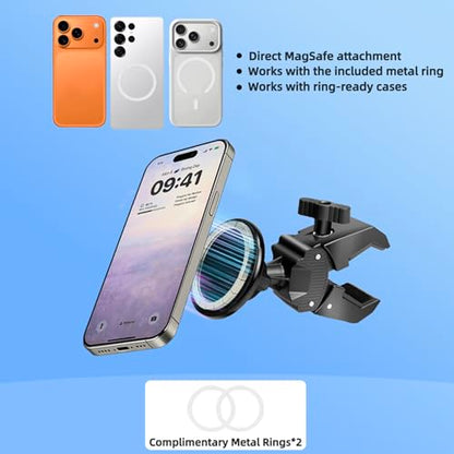 Magnetic Phone Holder Mount - N52 Strong Magnet, for Treadmill, Stroller, Spin bike, Golf Cart, Gym (Compatible with Peloton), Shopping Cart - MagSafe Compatible for MagSaf e iPhone 12-17 Series