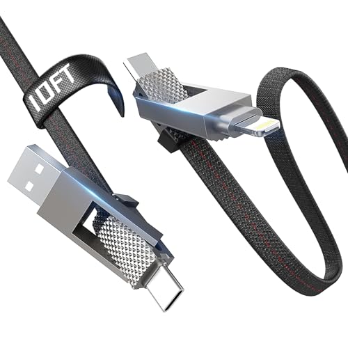 4 in 1 Charging Cable 100W,USB C and Lightning cable 2 in 1 iphone 16 Charger cord 10 FT Fast Charging USB C Cable Multi Charging Cable with E-Mark Chip for iPhone 16/15/14/13、12/11/Pad/Android/Tablet
